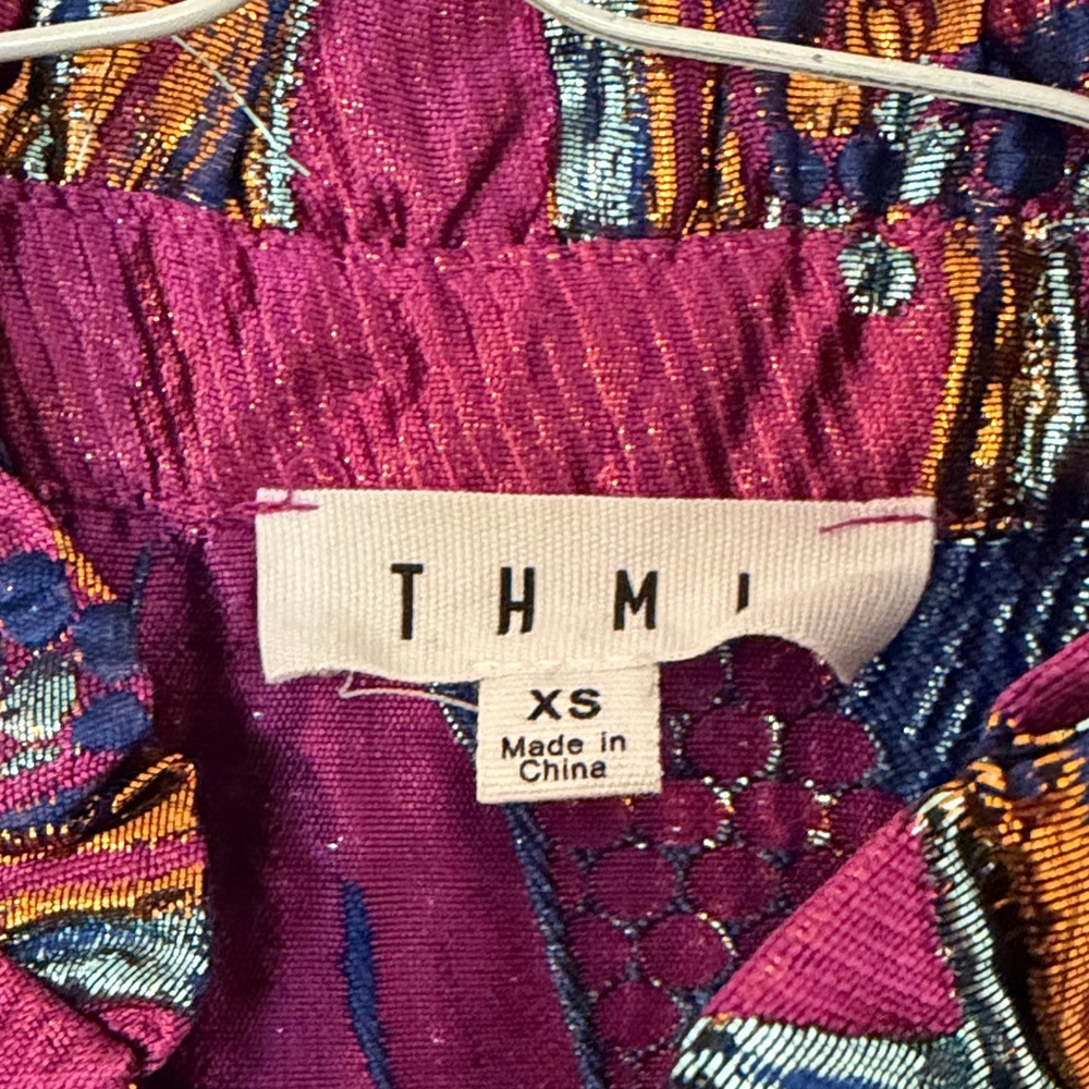 THML Fuchsia Metallic Abstract Pattern Blouse - Picture 2 of 3